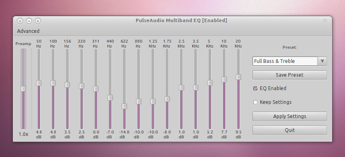 Улучшаем звук в Ubuntu PulseAudio equalizer